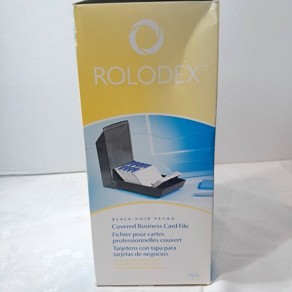NEW Rolodex 67262 Covered business Card File black storage case lid & 200 cards - Picture 3 of 11